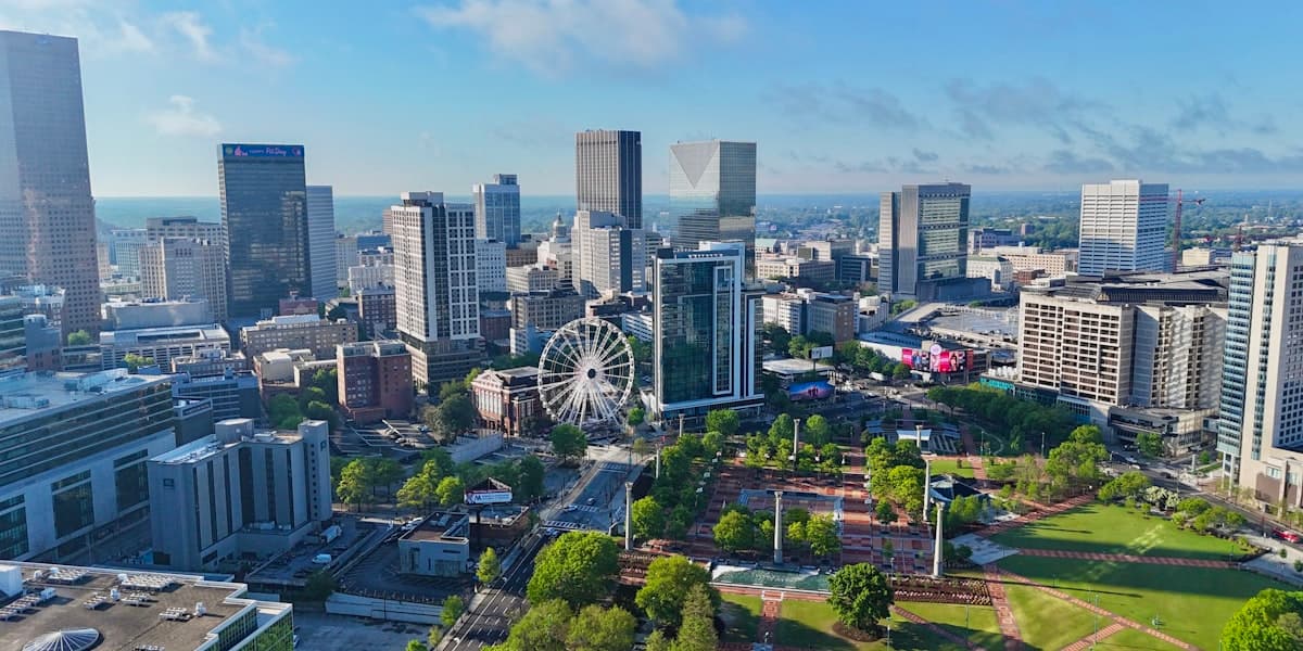 Aerial view of the Atlanta, Georgia skyline