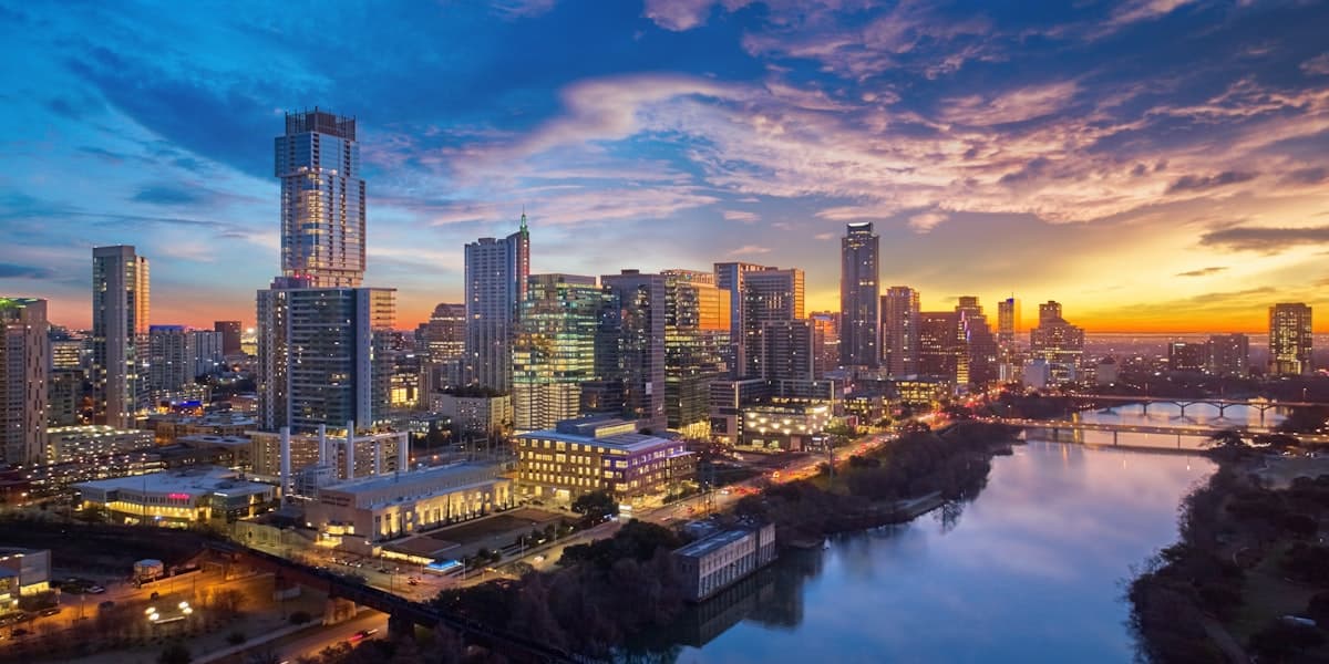 Austin, Texas skyline at sunset