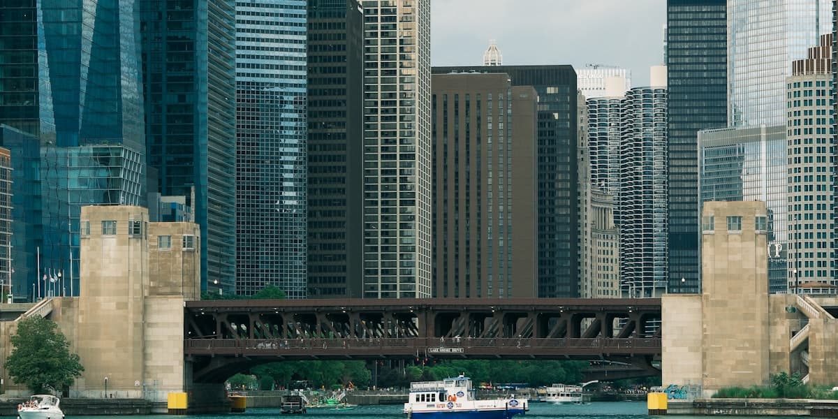 Chicago skyline with bridge over the Chicago River