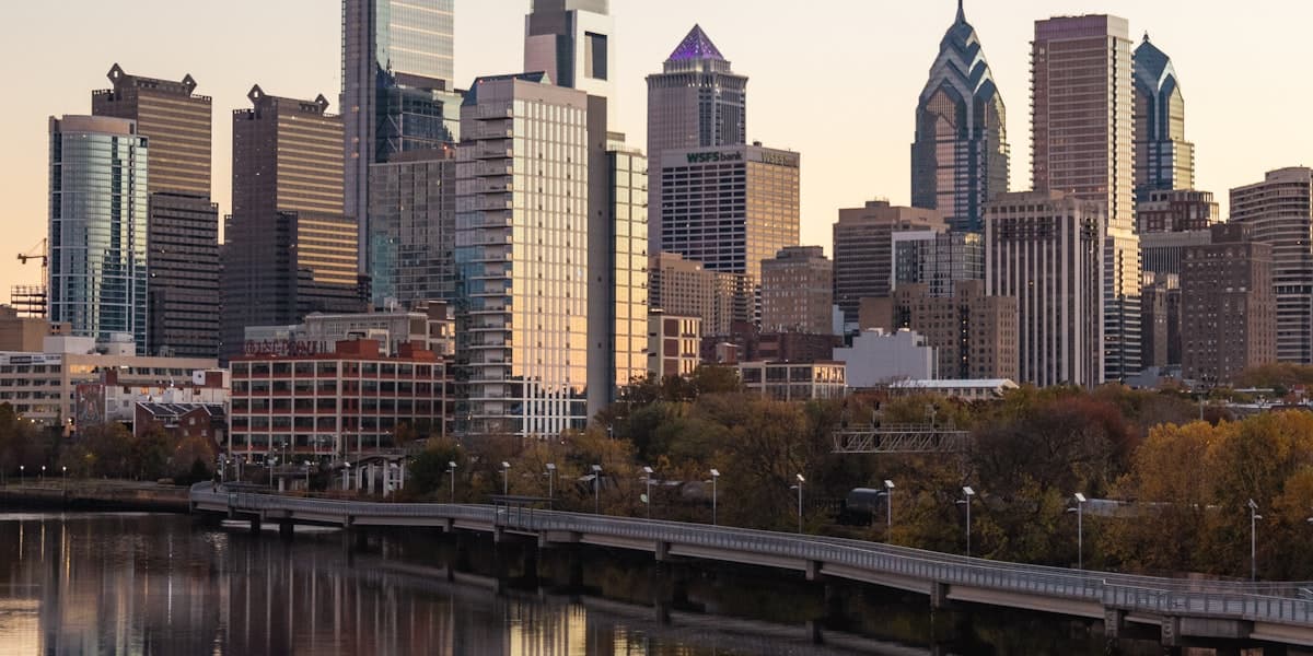 Philadelphia skyline reflected in the Schuylkill River